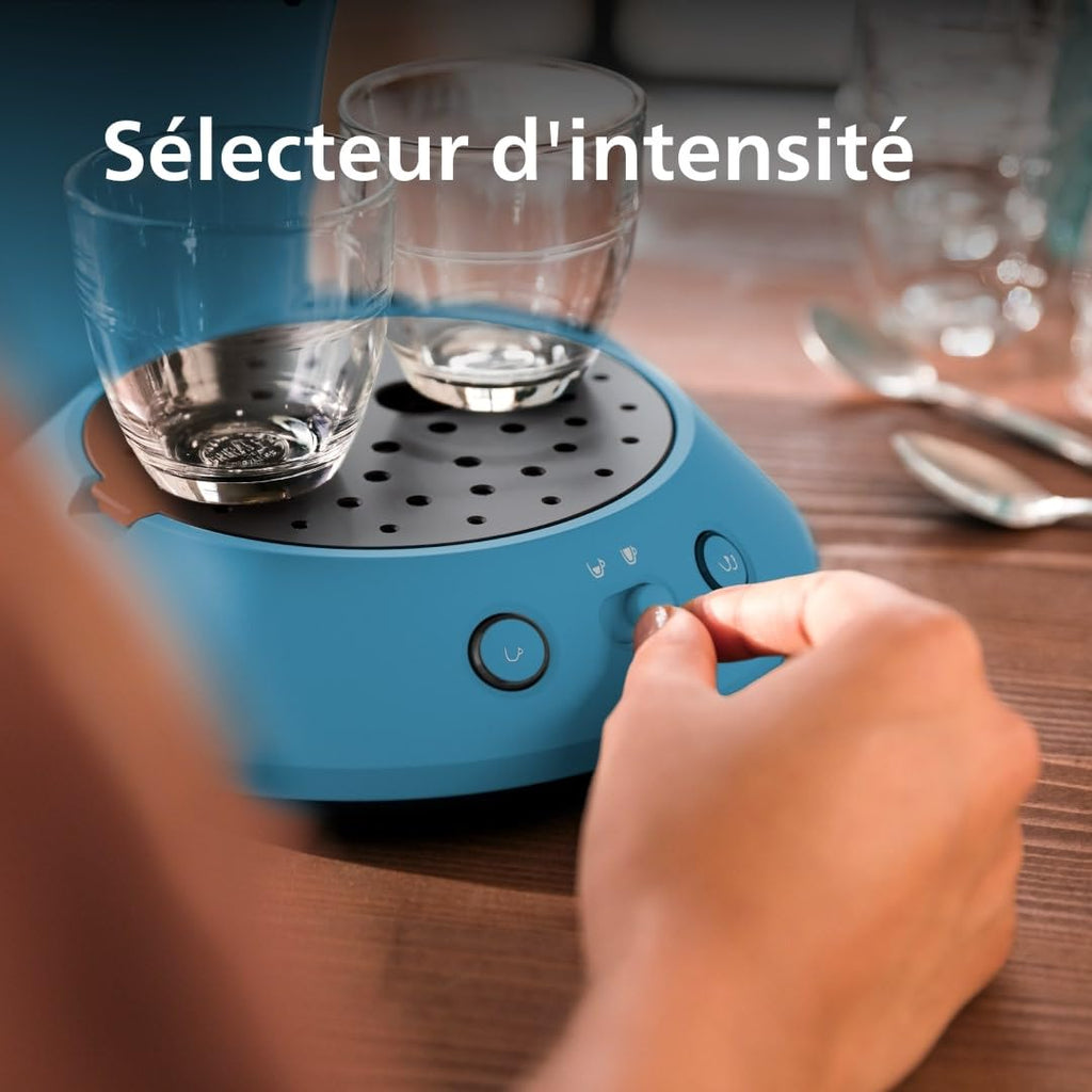 Machine à Café Compacte pour Camping-Car & Glamping – Bleu Paon, Booster d'Arômes, Crema Plus (CSA210/00)