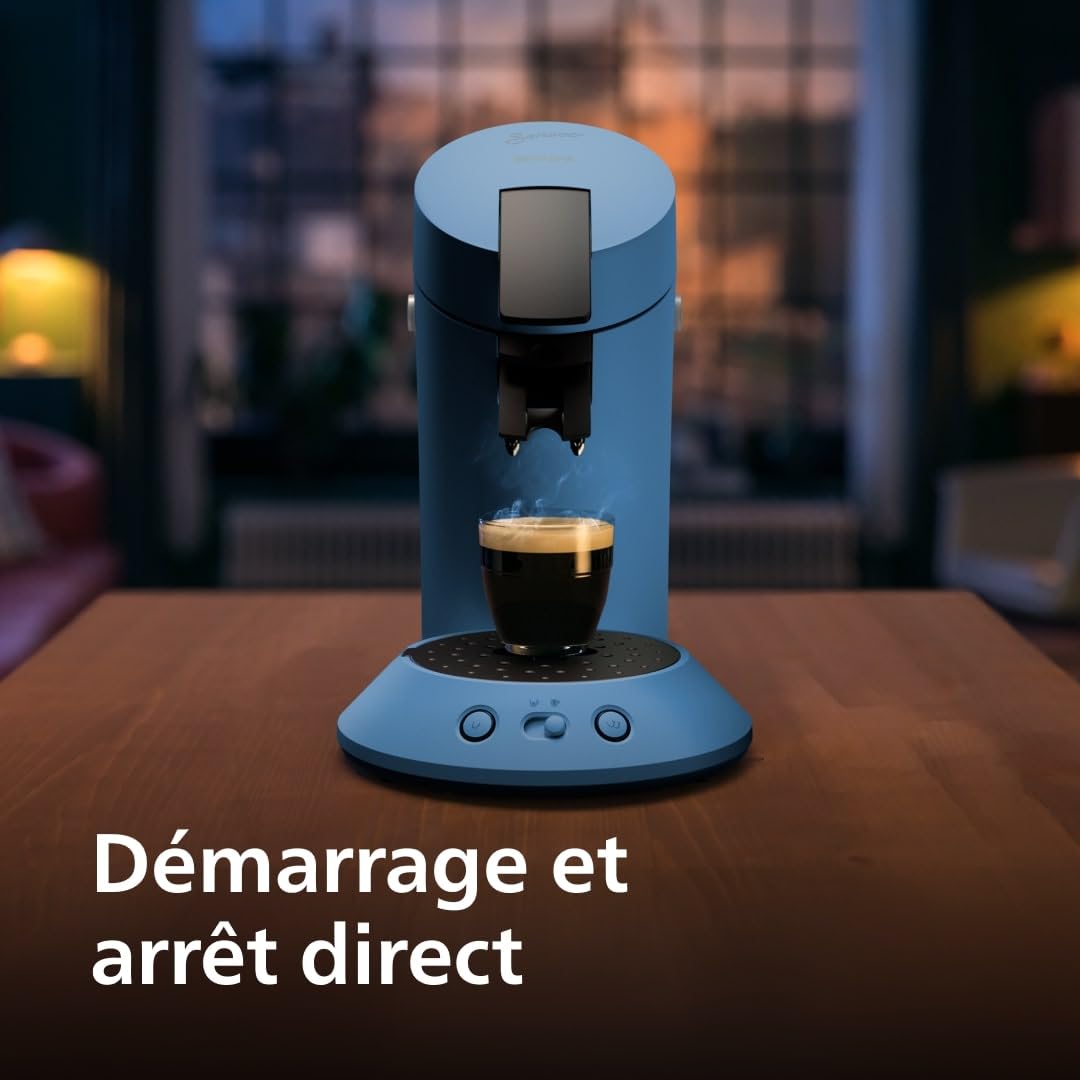Machine à Café Compacte pour Camping-Car & Glamping – Bleu Paon, Booster d'Arômes, Crema Plus (CSA210/00)