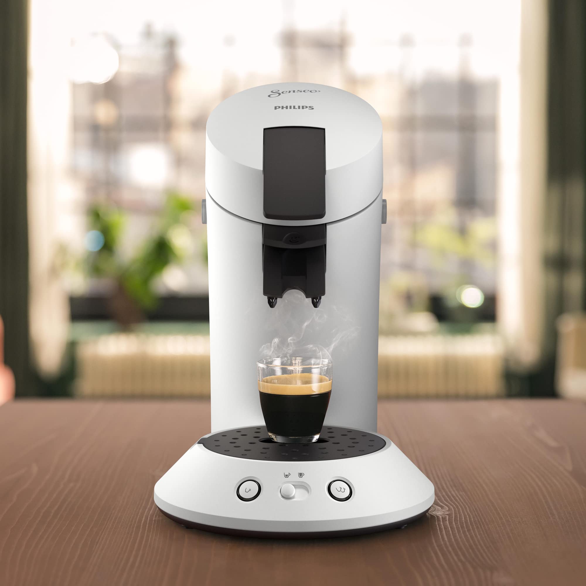 Machine à Café Compacte pour Camping-Car & Glamping – Blanc, Booster d'Arômes, Crema Plus (CSA210/10)