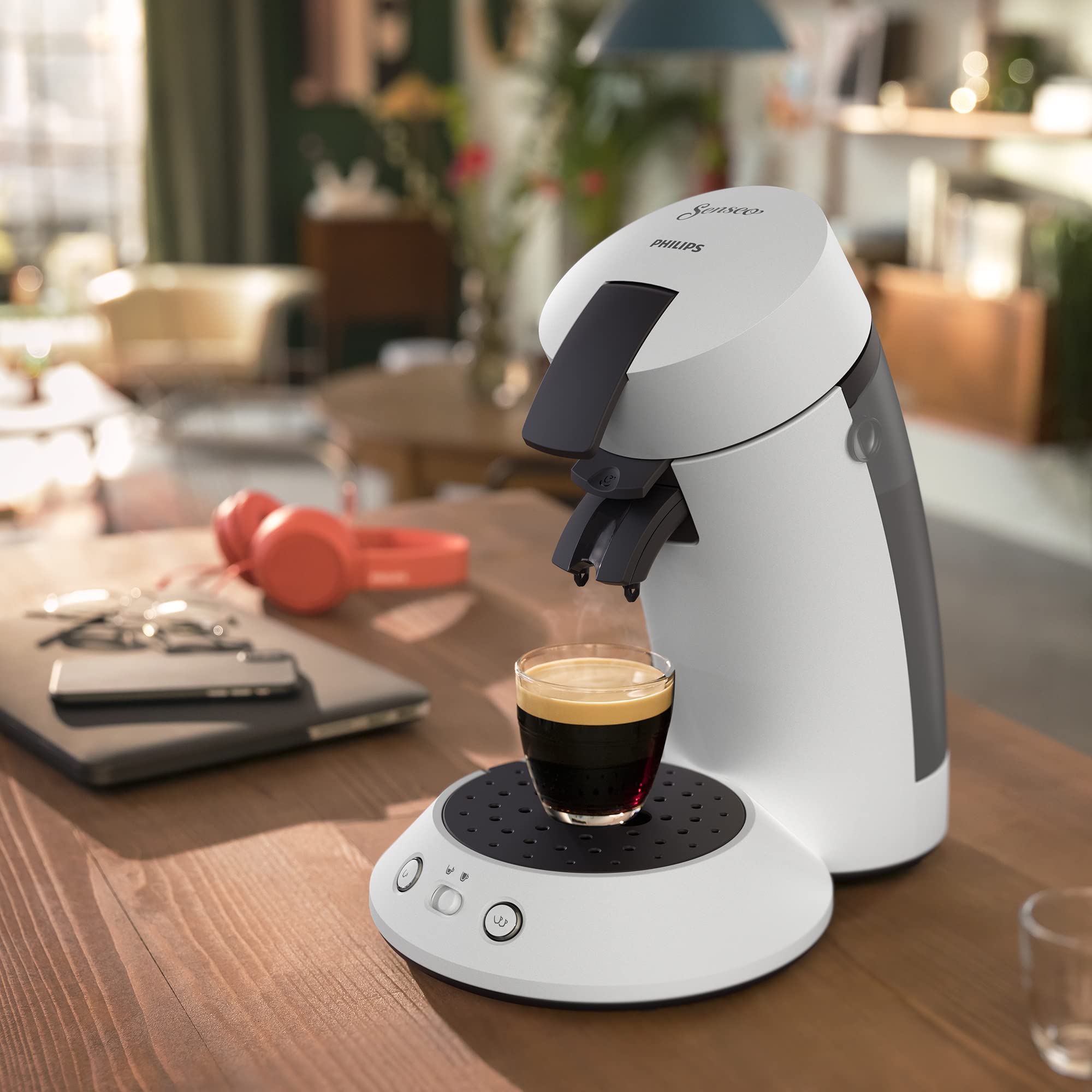 Machine à Café Compacte pour Camping-Car & Glamping – Blanc, Booster d'Arômes, Crema Plus (CSA210/10)
