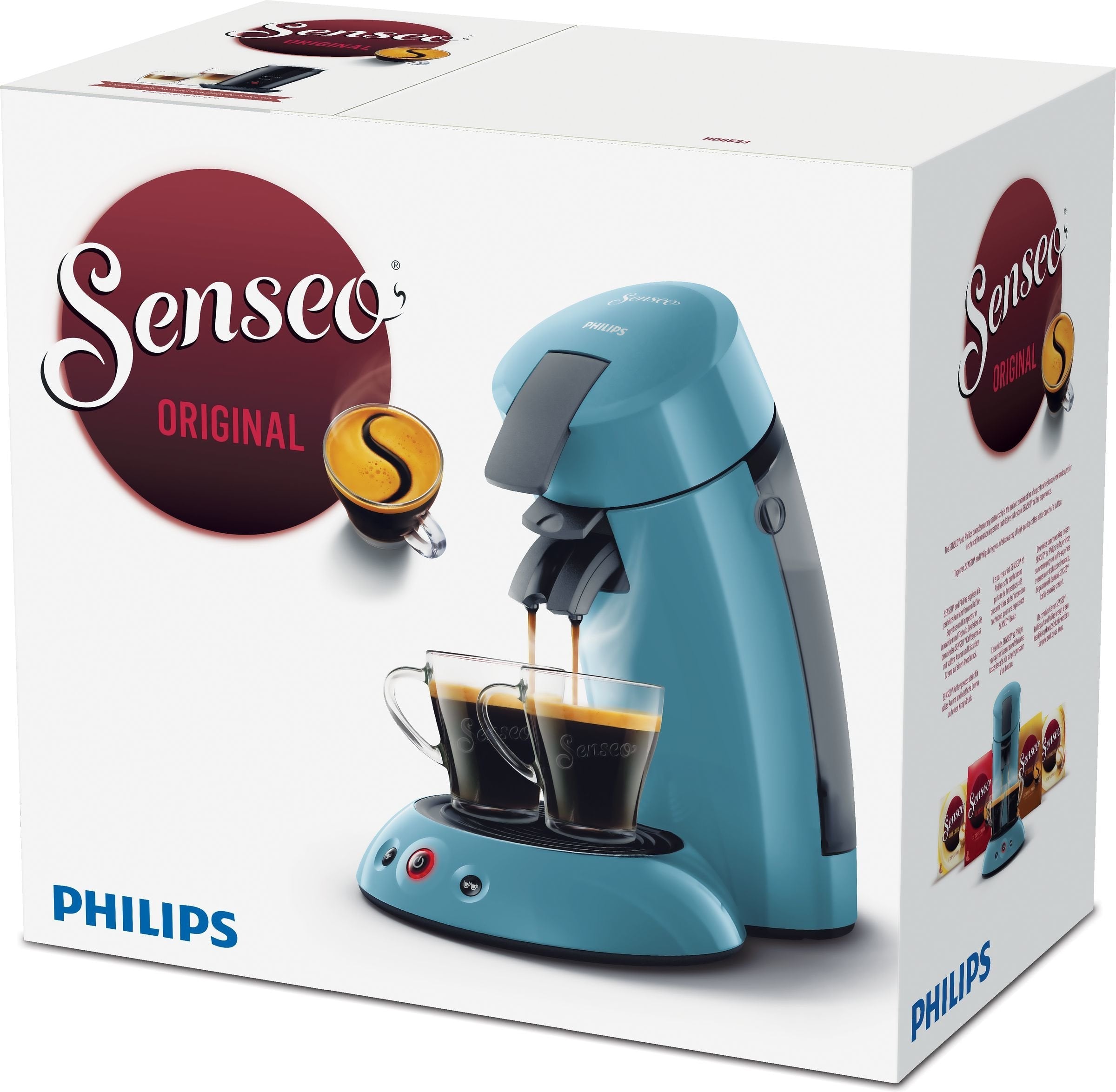 Machine à Café Compacte pour Camping-Car & Glamping – Bleu, Booster d'Arômes, Crema Plus (HD6553/21)