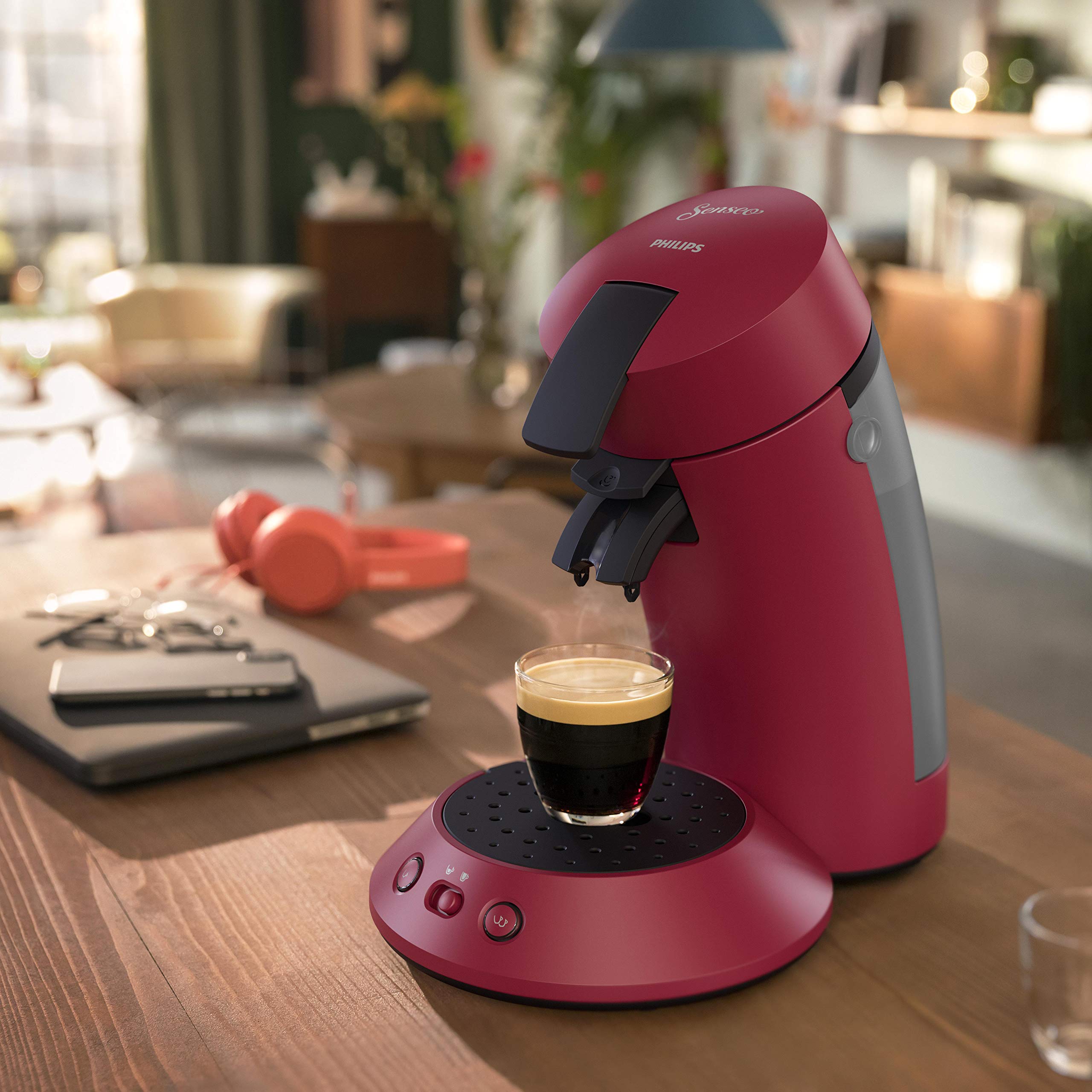 Machine à Café Compacte pour Camping-Car & Glamping – Rouge, Booster d'Arômes, Crema Plus (CSA210/91)